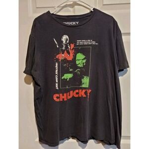 Vtg Horror 2004 Chucky Child's Play Look Who Stalking Black T-Shirt XL Halloween
